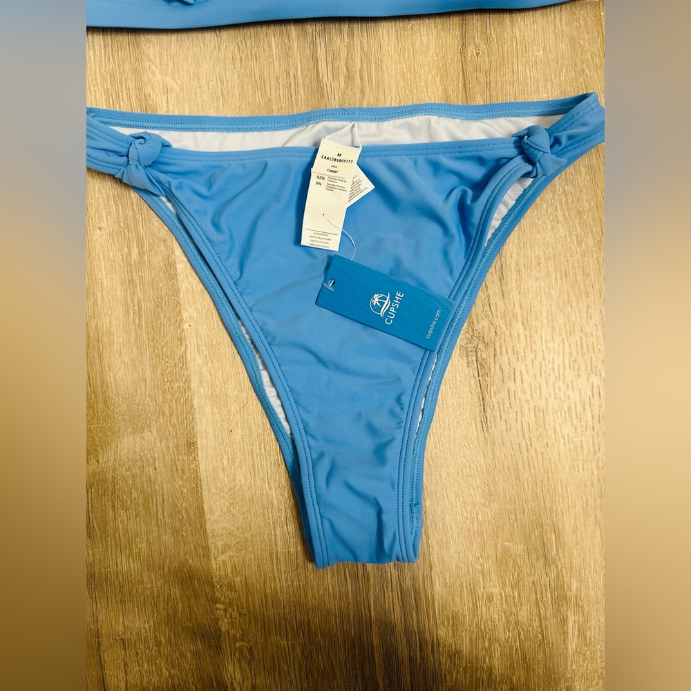 NWT Cupshe Forget-Me-Not Blue Bikini Set - Picture 3 of 11